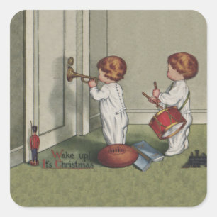 Weck seine niedliche Weihnachtsbilder Quadratischer Aufkleber