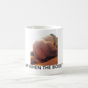 Wecken Sie mich herauf, wenn der Chef sich oben Tasse