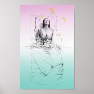 Weckend Frauen Schwimmen Pastellfarben Surreale Ku Poster