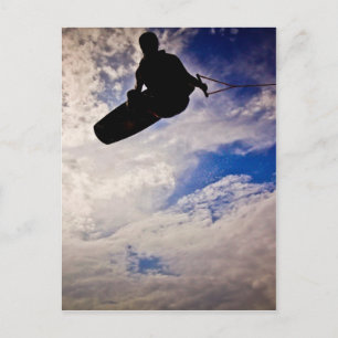 "Weckend Leben" Wakeboarder Invertierte Silhouette Postkarte