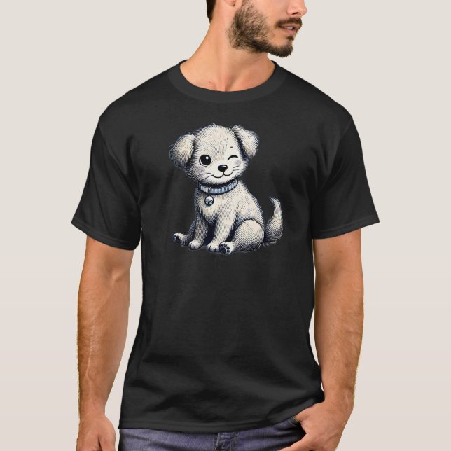 Weckenrosa - Sitting Golden Retriever TSQ T-Shirt (Vorderseite)