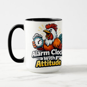 Wecker mit Einstellung, Hähnchen-Zitat. Tasse