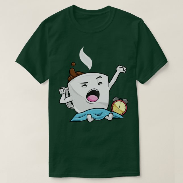 Wecker mit Kaffeetasse T-Shirt (Design vorne)