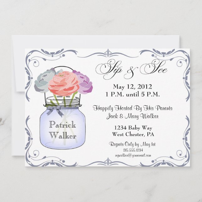 Weckglas-Schlückchen und sehen Jungen-Einladung Einladung (Vorderseite)