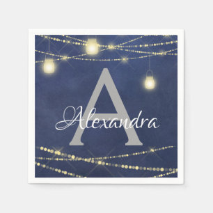 Weckglas-und Schnur-Licht-Monogramm-Geburtstag Serviette