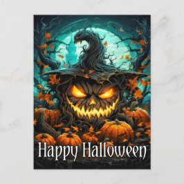 Weckte Illuminierung glücklicher Halloween Kürbis Postkarte