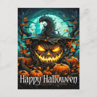 Weckte Illuminierung glücklicher Halloween Kürbis Postkarte