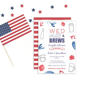 Wed White and Brews American Co-ed Polterabend Einladung
