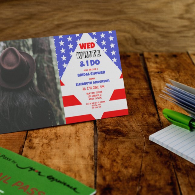 Wed, White & I Do Patriotic Bridal Shower Einladung (Von Creator hochgeladen)