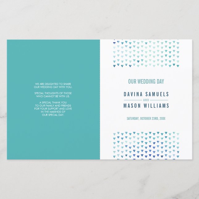 WEDD CEREMONY PROGRAMM boho Muster blau (Vorderseite)