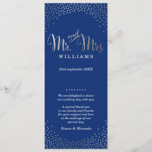 WEDD CEREMONY PROGRAMM Mini-Silber Konfetti Marine