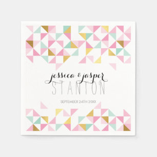 WEDD DECOR Dreieck Aztec Geo Muster rosa Minze Serviette