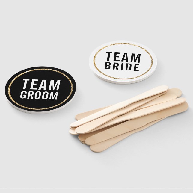 WEDD FOTO PROP Modernes Schwarz-weißes Gold Fächer (Non-assembled)