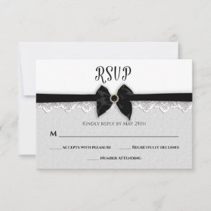 WEDD, Imitate Schwarzer Bogen/Band/Juwel Button, e RSVP Karte
