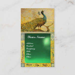 WEDD LIEBE PEACOCK MONOGRAM Gelbgrüne Jade Visitenkarte
