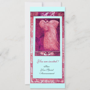 WEDD LIEBE PEACOCK MONOGRAM, rosa Einladung