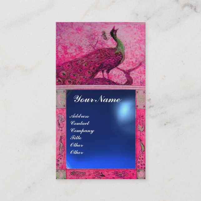 WEDD LIEBE PEACOCK MONOGRAM rosa Saphir Visitenkarte (Vorderseite)