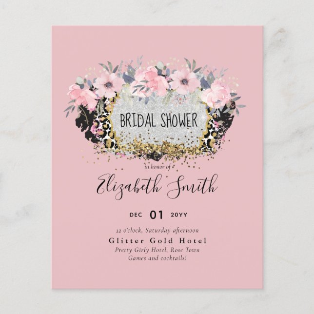 WEDD - Silver Rosegold Floral Girly Glitzer (Vorderseite)