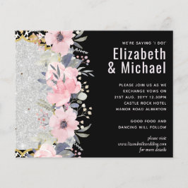 WEDD - Silver Rosegold Floral Girly Glitzer