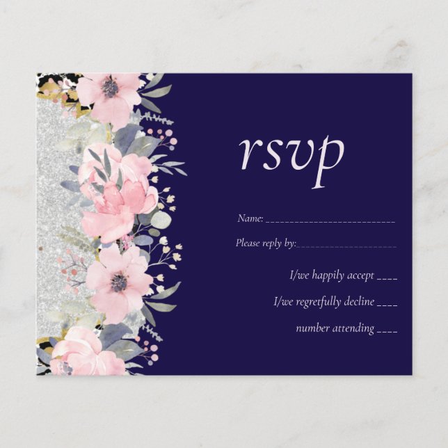 WEDD - Silver Rosegold Floral Girly Glitzer (Vorderseite)