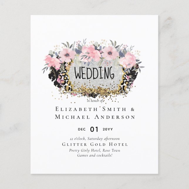 WEDD - Silver Rosegold Floral Girly Glitzer (Vorderseite)