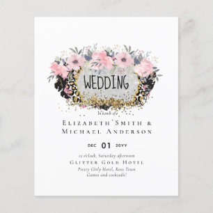 WEDD - Silver Rosegold Floral Girly Glitzer