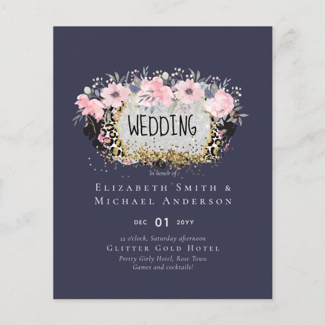 WEDD - Silver Rosegold Floral Girly Glitzer (Vorderseite)