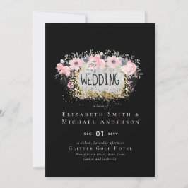 WEDD - Silver Rosegold Floral Girly Glitzer