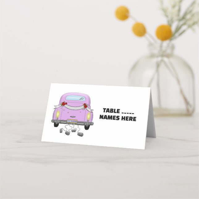 WEDD-Wagen und Dosen-Retro-Platzkarten Platzkarte (Vorderseite)