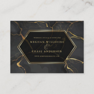 WEDD-WEBSITE Eleganter Schwarz-Gold-Marmor Visitenkarte