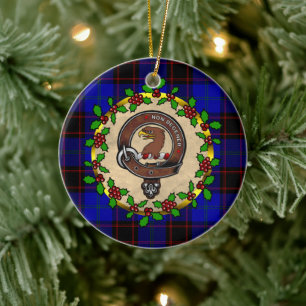 Wedderburn Abzeichen/Tartan Personalisiert Keramik Ornament