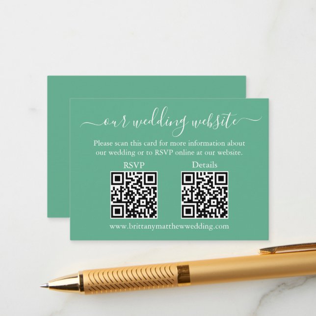 Wedding 2 QR UAWG Details Neo Mint Green Begleitkarte (Vorderseite/Rückseite Beispiel)