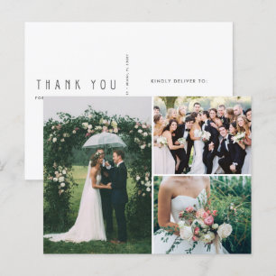 Wedding 3 Foto Collage Vielen Dank Postkarte