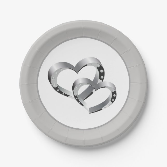 Wedding 7" Paper Teller - Zwei Herzen (Vorderseite)
