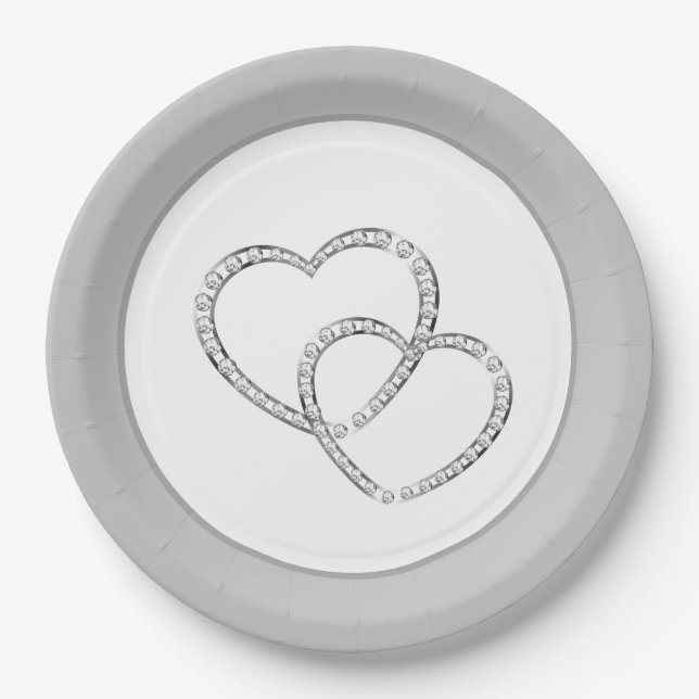 Wedding 9" Paper Teller - Zwei Herzen (Vorderseite)