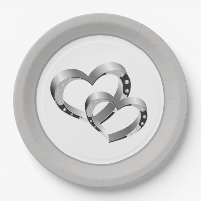 Wedding 9" Paper Teller - Zwei Herzen (Vorderseite)