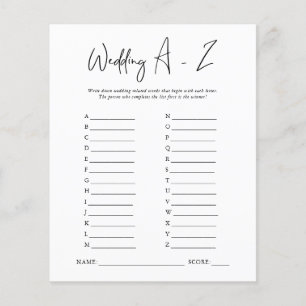Wedding A-Z Brautparty Game