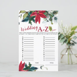 Wedding A-Z Christmas Poinsettia Bridal Game
