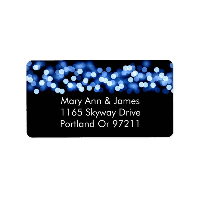 Wedding Address Blue Hollywood Glam Adressaufkleber (Vorne)