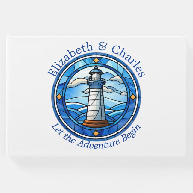 Wedding Adventure Lighthouse Sailing Nautical Gästebuch (Vorderseite)