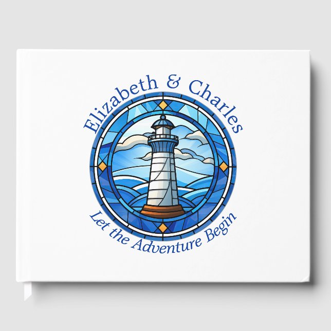 Wedding Adventure Lighthouse Sailing Nautical Gästebuch (Vorderseite)