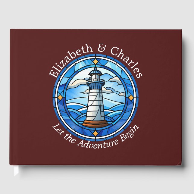 Wedding Adventure Lighthouse Sailing Nautical Gästebuch (Vorderseite)