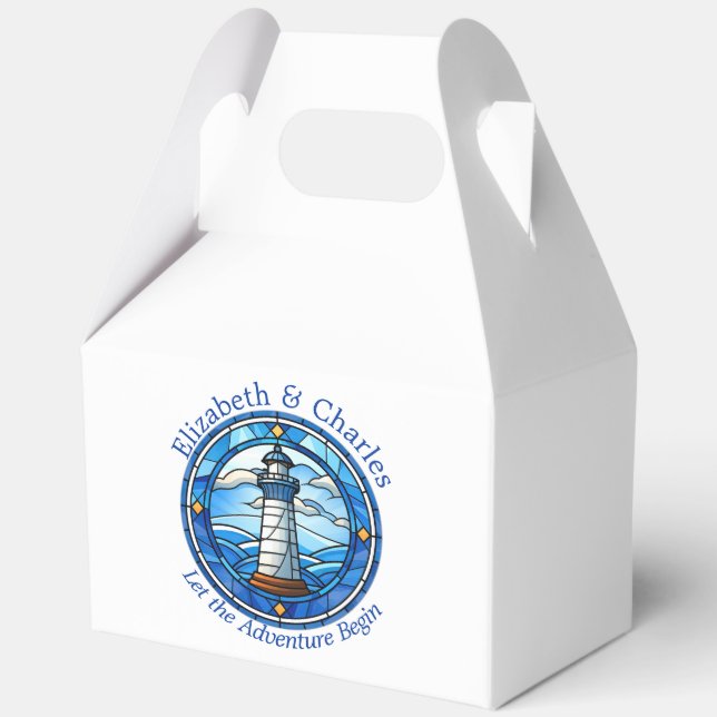 Wedding Adventure Lighthouse Sailing Nautical Geschenkschachtel (Vorderseite)