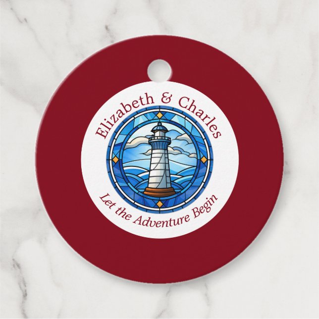 Wedding Adventure Lighthouse Sailing Nautical Name Geschenkanhänger (Vorderseite)