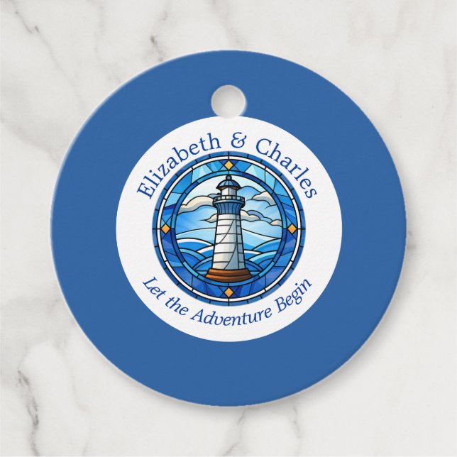 Wedding Adventure Lighthouse Sailing Nautical Name Geschenkanhänger (Vorderseite)