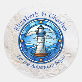 Wedding Adventure Lighthouse Sailing Nautical Runder Aufkleber