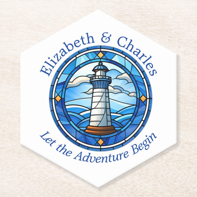 Wedding Adventure Lighthouse Sailing Nautical Untersetzer (Vorderseite)