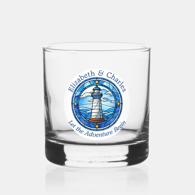 Wedding Adventure Lighthouse Sailing Nautical Whiskyglas (Vorderseite)