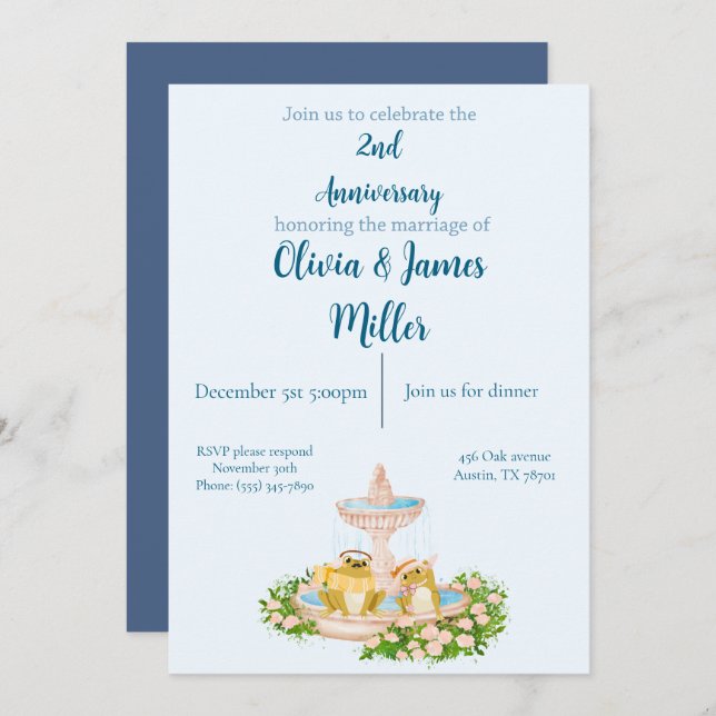 Wedding and anniversary invitation einladung (Vorne/Hinten)