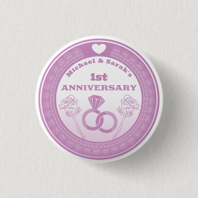 Wedding anniversary Lace look change the year Button (Vorderseite)